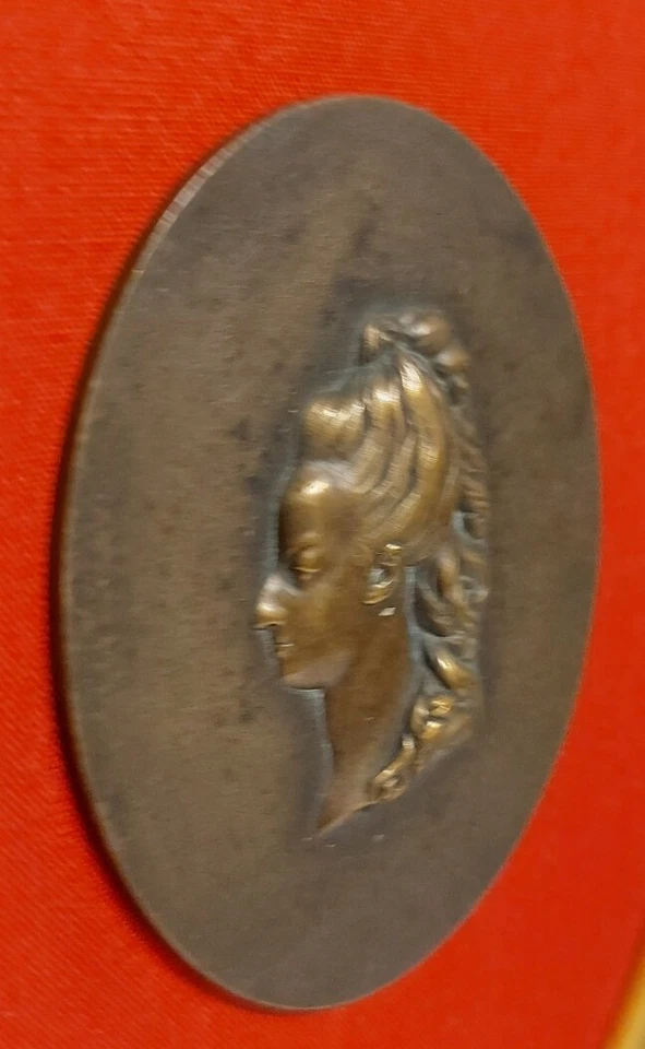 Relief antik Bild Bronze Oval Gemälde a.Frankreich - Bild 3 von 4
