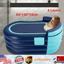 Inflatable Bathtub Adult PVC Folding Portable Blow Up Bathtub Warm Bath Tub+Pump