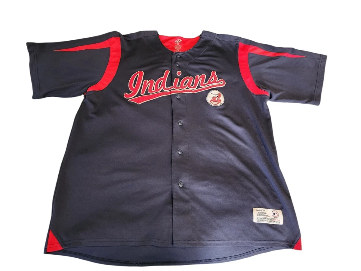 Dynasty Cleveland Indians Jersey Mens Size XL MLB Stitched Blue Chief Wahoo