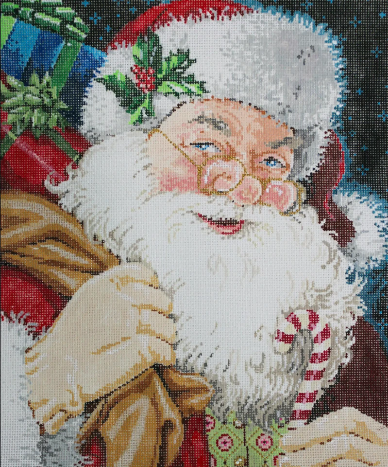 Needlepoint Handpainted Christmas Sandra Gilmore Sweet Santa 10x12 - Image 3 of 4