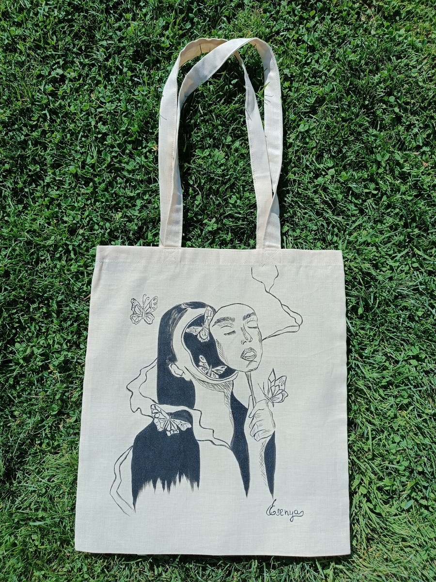 Custom Tote Bag, Hand Painted Bag, Personalised Reusable Bag, Eco