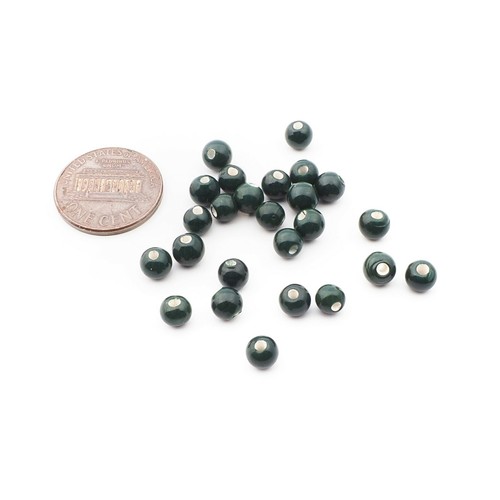 Lot (24) Czech Deco vintage lampwork Green glass beads 5mm - Picture 2 of 2