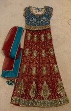 Indian Pakistani Bridal Dress Maroon lehanga Wedding Gold Stone Work Party NEW