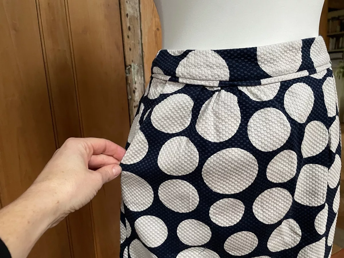 Boden navy and white large polka dot cotton lined mini skirt