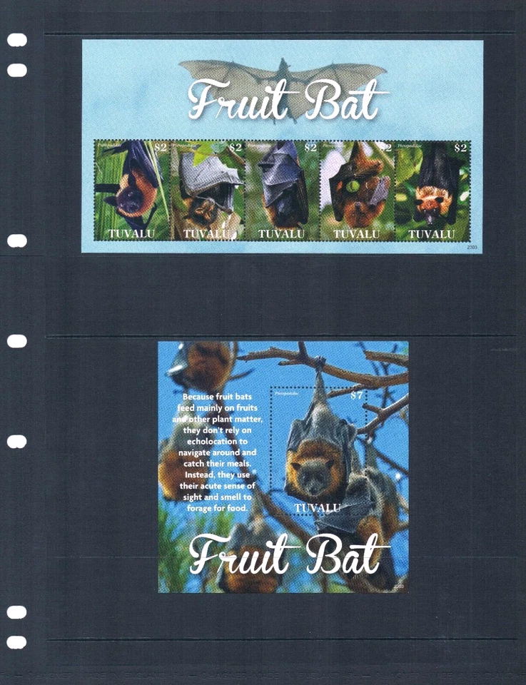 $23.50 Scott Value - 2023 TUVALU Fruit Bats 2 s/s South Pacific CV MNH NH UMM - Image 2 of 4