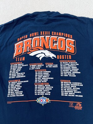 Vtg Denver Broncos SuperBowl XXXII Graphic T Shirt 1998 Blue Mens