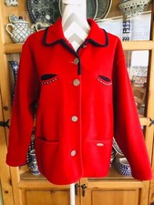 Giesswein Jacket Sweater Womens Us 8/38 Boiled 100% Wool Austria Coat Blazer Red