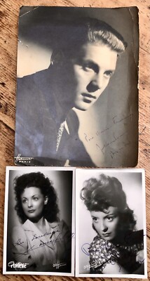 Konvolut 3 Vintage signierte Fotos J-P AUMONT - LOUISE CARLETTI - ODETTE JOYEUX