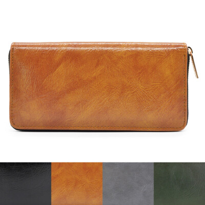 Premium Vegan Antique Leather Continental Zip Around Wallet
