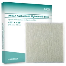 Areza Antibacterial Alginate with Silver  4.25"x 4.25" (Box of 5 Dressings)