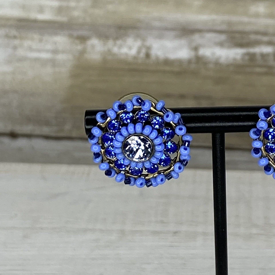 Pendientes vintage Konplott de Miranda KO piedras de color azul bronce antiguo Foto 2 de 4