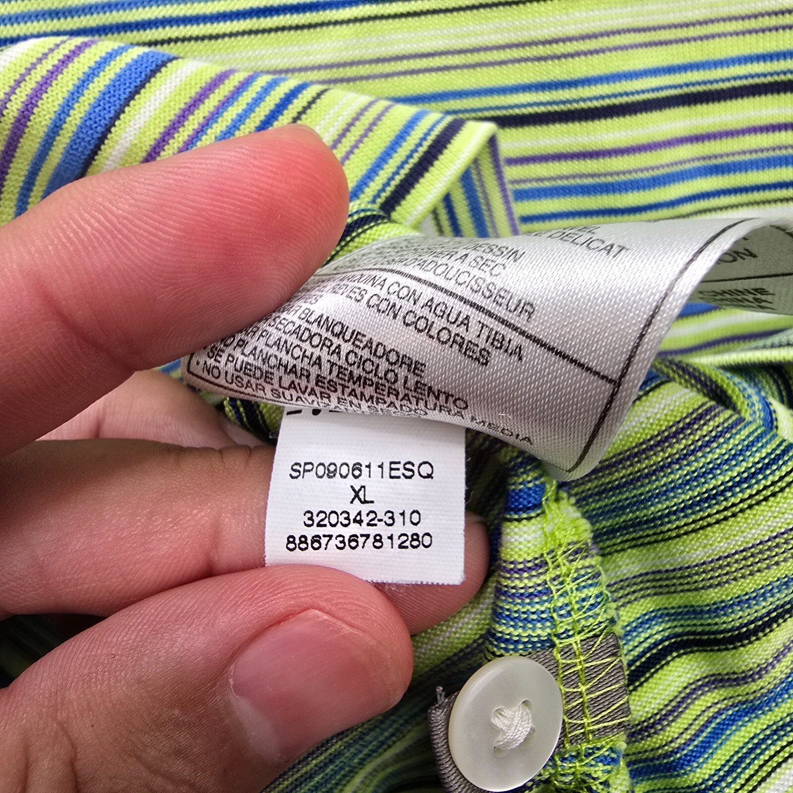 Nike Tiger Woods Polo Shirt Mens XL Green Striped Short Sleeve Golf Preppy thumbnail 8