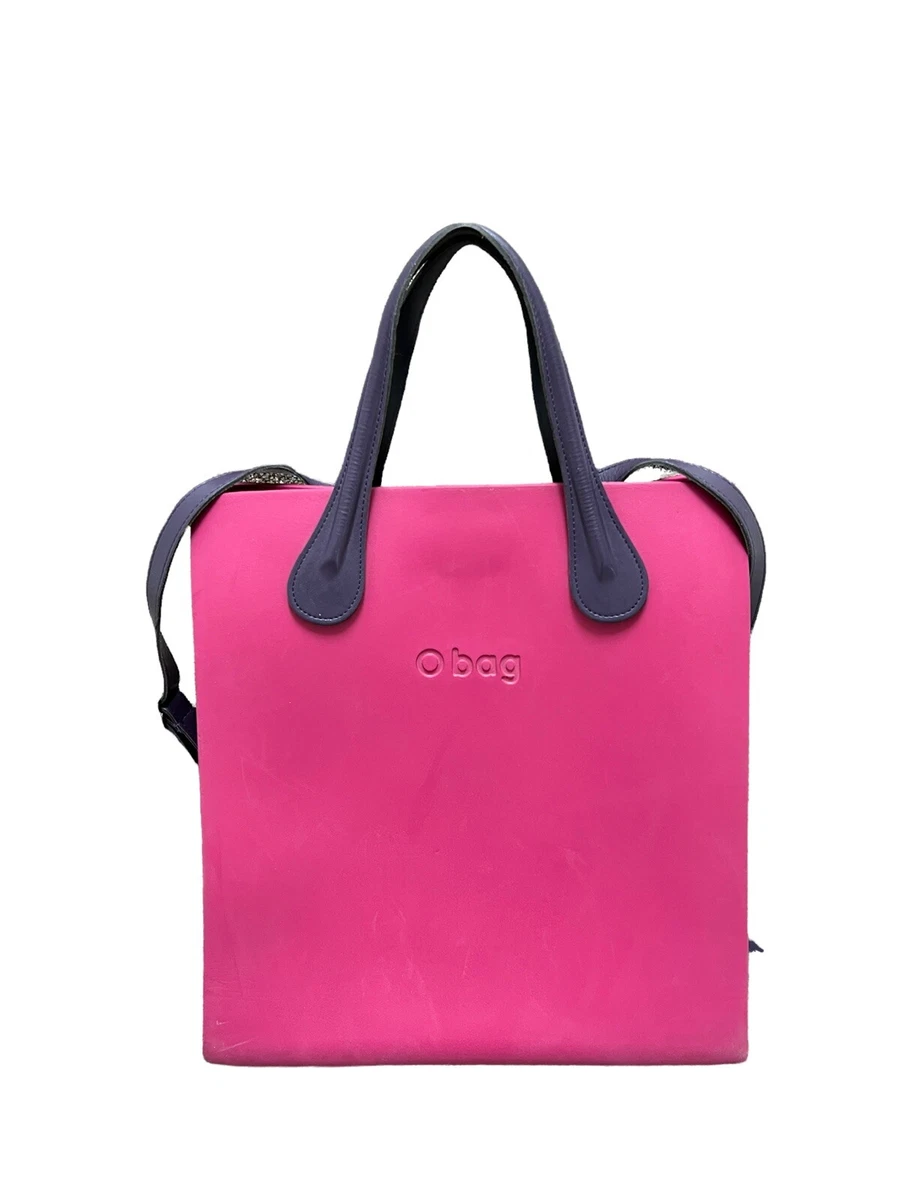 O bag O square Tote backpack PINK W/ Purple handles & Lining