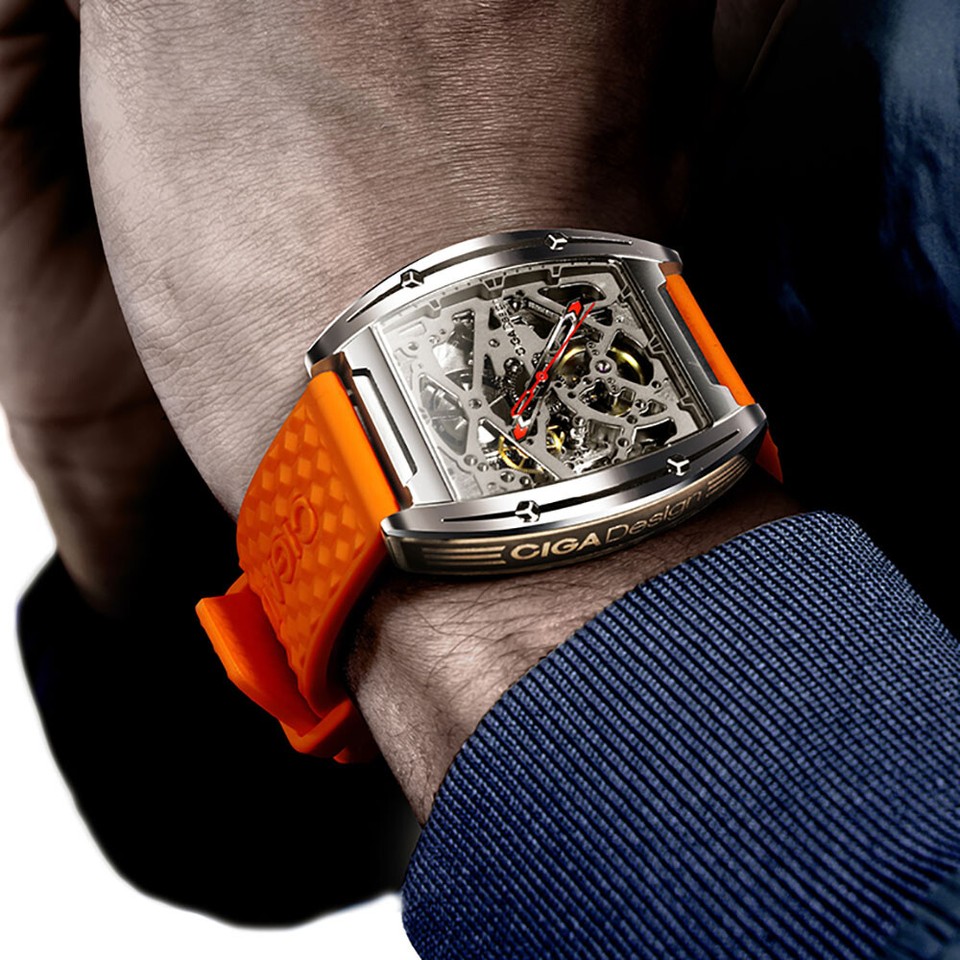 CIGA Design Z-Series Automatik Skelett Stahl Schwarz Silikon Herren Uhr