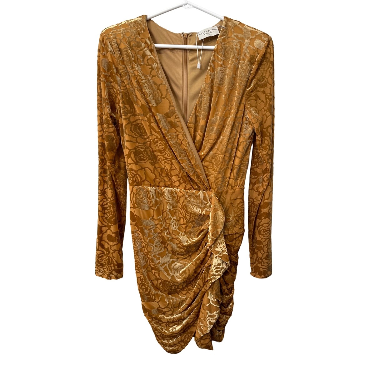 Dress Forum Velvet Floral Faux Wrap Dress Women S Yellow Gold