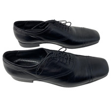 prada shoes size 12 black leather mens lace-up derby