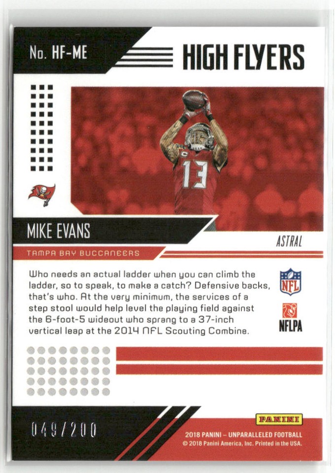 2018 PANINI UNPARALLELED HFME MIKE EVANS HIGH FLYERS ASTRAL