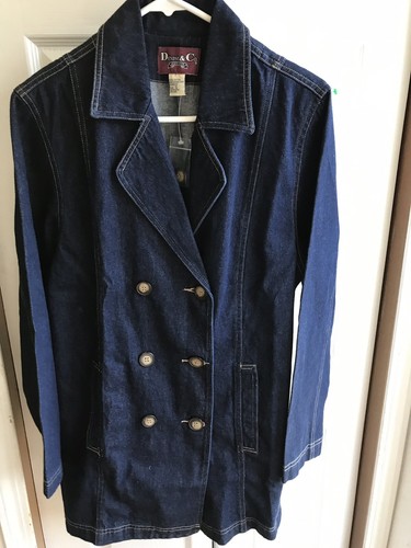 Blue Denim Peacoat parka jacket sz 