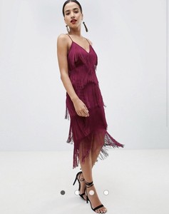 fringe mesh strappy midi bodycon dress