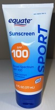 Equate Sport Sunscreen Broad Spectrum SPF 100 Water Resistant 6 Oz. Exp 05/27