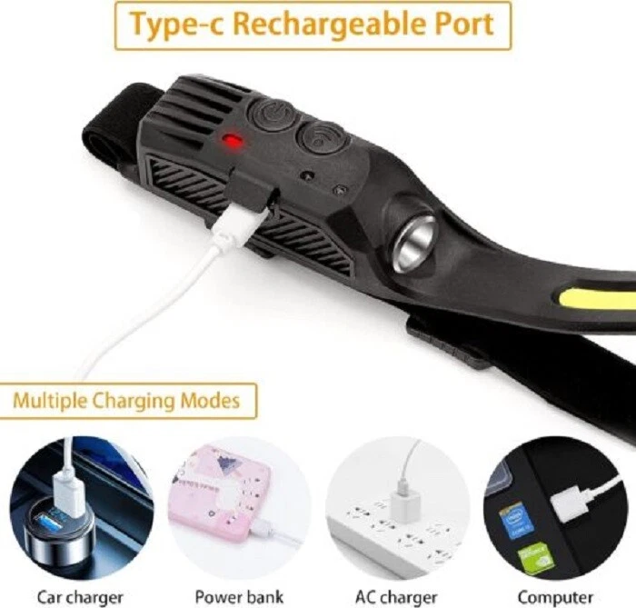 5X Waterproof COB Headlamp Night Buddy LED Sensor 230° Head Torch Headlight Lamp - Image 4 of 4