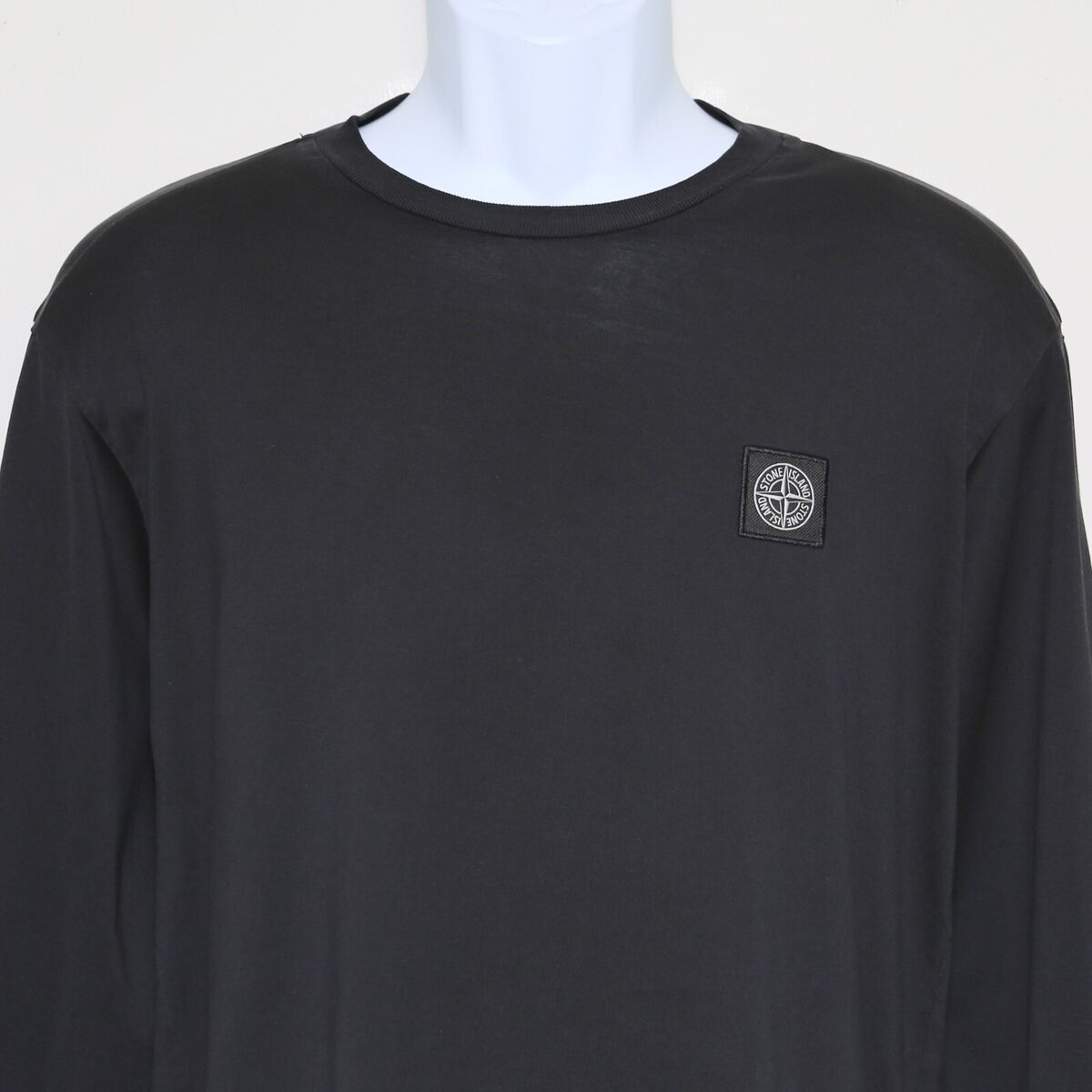 STONE ISLAND - Black 100% Cotton Long Sleeve Crewneck T STONE ISLAND - Black 100% Cotton Long Sleeve Crewneck T