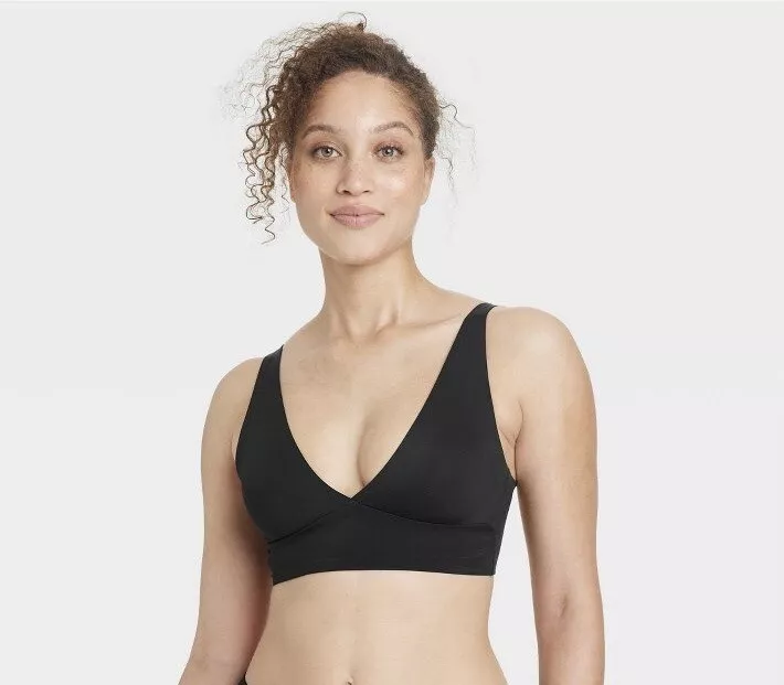 NWT Women's Auden Signature Smooth Comfort Unlined Long Line Bralette Black  XXL