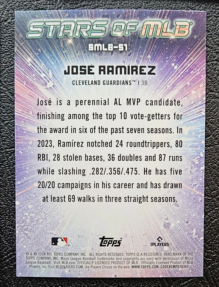 2024 Topps Series 2 Jose Ramirez #SMLB-51 10 Card Lot - Guardians - Image 3 of 3