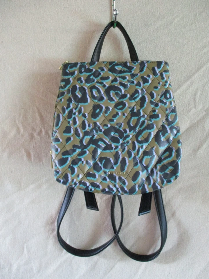 Ted Baker Quiltoe Azul Oliva Negro Estampado Leopardo Acolchado Bolso Mochila Nuevo Con Etiquetas Nuevo Foto 2 de 4