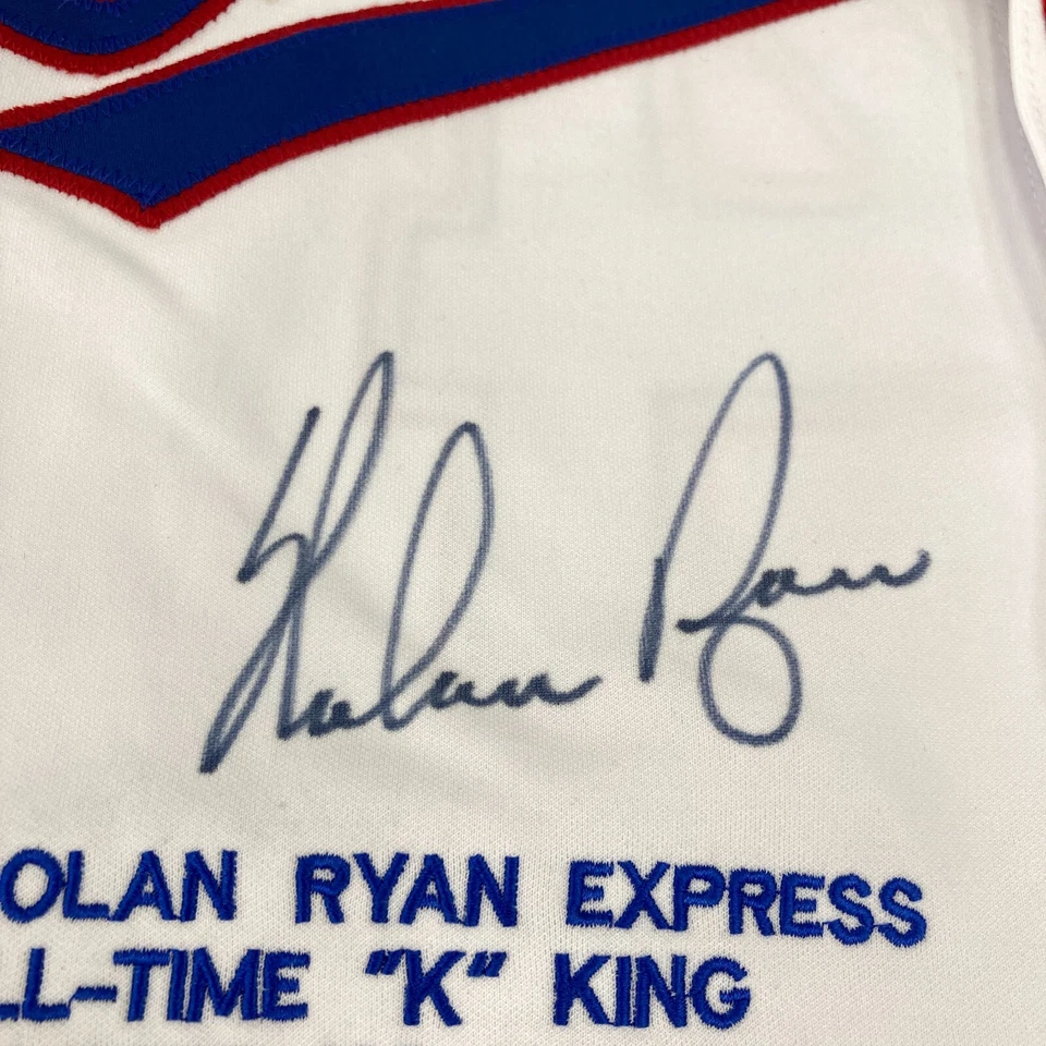 Nolan Ryan Signed Texas Rangers Authentic 1990's Game Model STAT Jersey PSA DNA - Image 3 of 4