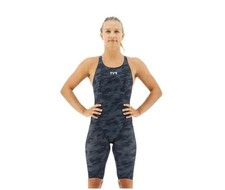 NWT TYR Women&rsquo;s Thresher Open Back Size 36 Titanium Swimsuit Hydrophobic Fibers