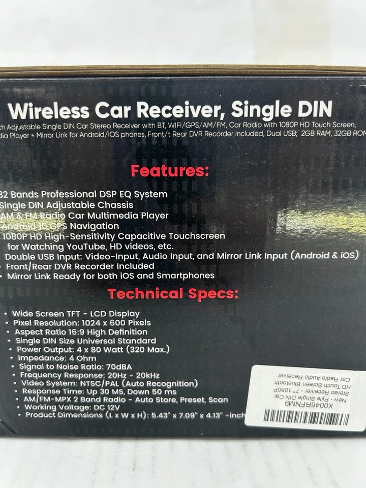 Pyle Single DIN Car Stereo Receiver 7" 1080p HD Touch Screen Bluetooth Car - Image 4 of 4