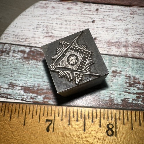Printing Block ( Masonic Image ) Nice Details, Lead Face - Picture 3 of 5