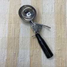 VTG REVERE WARE ICE CREAM SCOOP BLACK HANDLE STAINLESS COOKIE LARGE SCOOP 8.25"