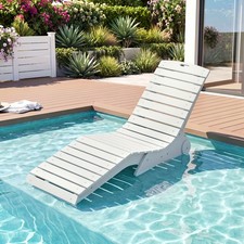 2PCS In-Pool Lounge Chair, Ergonomic S-Curve HDPE Pool Chaise Lounger with Wheel