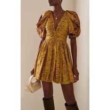 Ulla Johnson Gwen Mini Dress in Tigers Eye US0