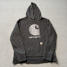 Carhartt Sweatshirt Womens Medium Black Fleece Hoodie Relaxed Fit Workwear Adult