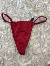 Vtg Ambrielle Red Satin V-String Thong Panties SZ L