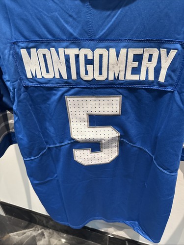 NWT Detroit Lions #5 David Montgomery Blue Stitched Football Jersey Men's MEDIUM - Picture 10 of 11