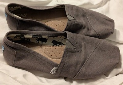 TOMS Women's  8 Classic  Alpargata Slip-On Shoes Ash / Taupe Comfortable Flats