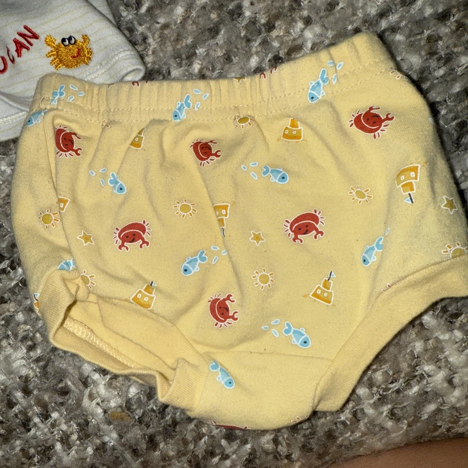 Conjunto de conjunto vintage de vitaminas para bebé bebé bebé 3-6 meses cangrejo amarillo Foto 3 de 4