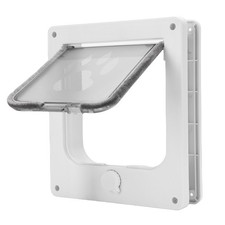 3-Cat Door 4 Way Locking Flap Weatherproof ABS Frame Pet Door White M