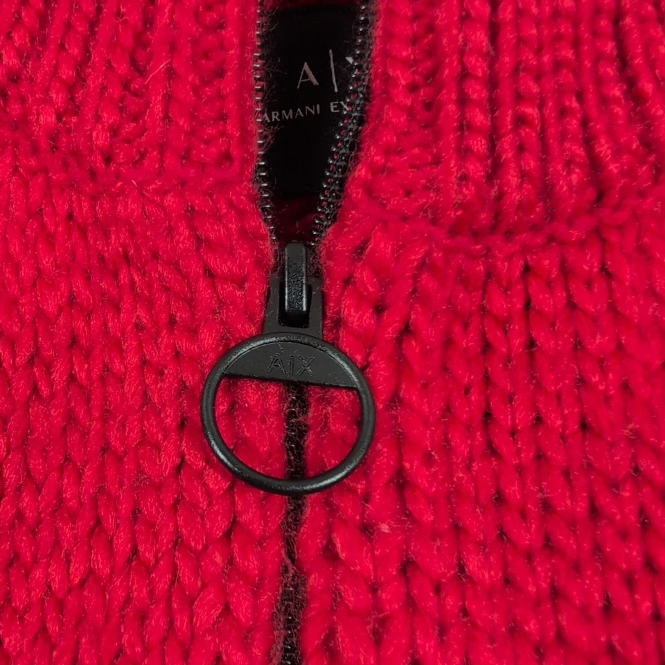Armani Exchange A/X Auténtico Cárdigan Cremallera Completa Suéter Para Hombres Pequeño Rojo/Negro Foto 4 de 4
