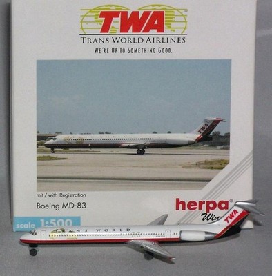 Herpa Wings 1:500 MD-83 TWA Trans World Airlines