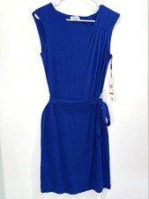 Calvin Klein Blue Sleeveless Jersey Sheath Dress with Belt Women  s Size 4