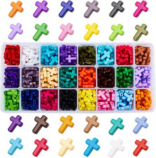 480Pcs Acrylic Cross Beads 24 Color Chunky Beads Colorful Cross Charms Spacer Lo