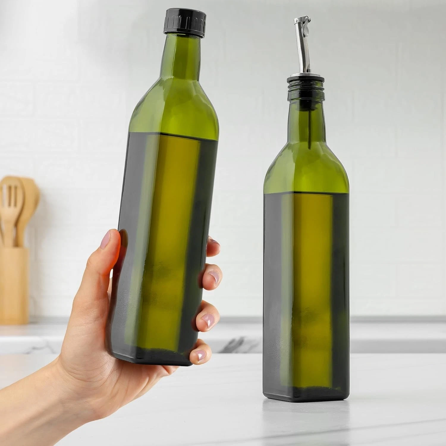 Olive Oil Dispenser Bottle with No-Drip Spout - Thumbnail 2