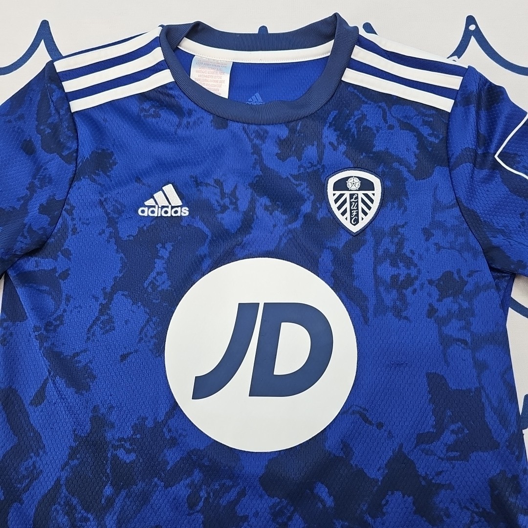 Leeds United Blue Youth Adidas Aeroready Soccer Jersey Size M Premier League 