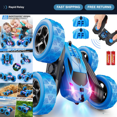 4WD Remote Control Stunt Car for Kids 6-12, LED Lights, 360° Flips, USB-C Batter