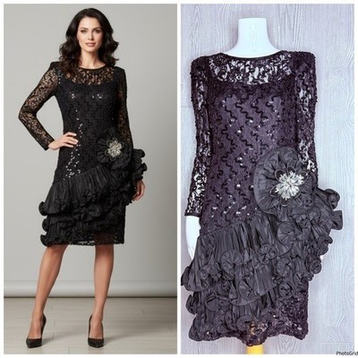 Top Manches Longues En Velours Noir Pailleté Lillie Rubin - Taille M - Soirée